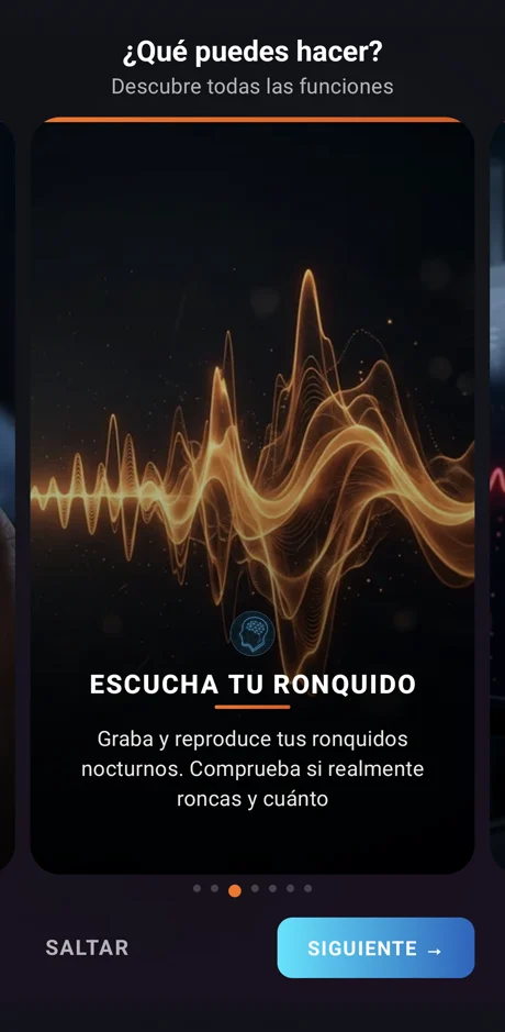 Onboarding: escucha tu ronquido